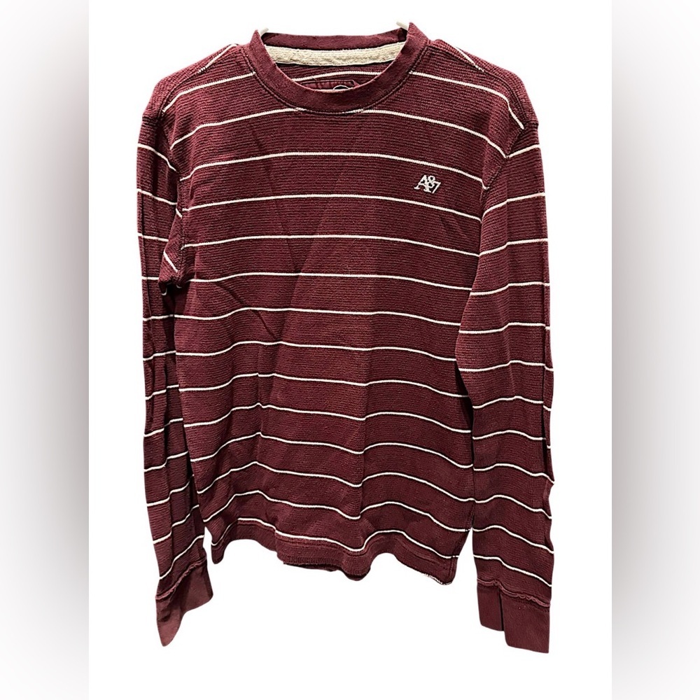 Aeropostale Burgundy and White Striped Top MEDIUM